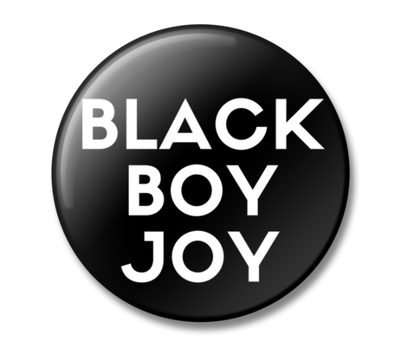 Black Boy Joy Button - SMALL - WHITE - Radical Dreams Pins