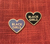 Love Black Girls Lapel Pin - Purple/Turquoise Glitter